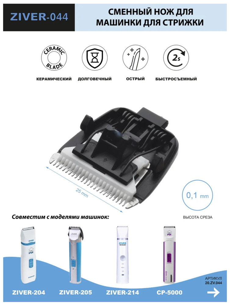 Сменный нож для ZIVER-204, 205, 214, 226, CP-5000, 5200 - ширина 25 мм (керамика)  #1