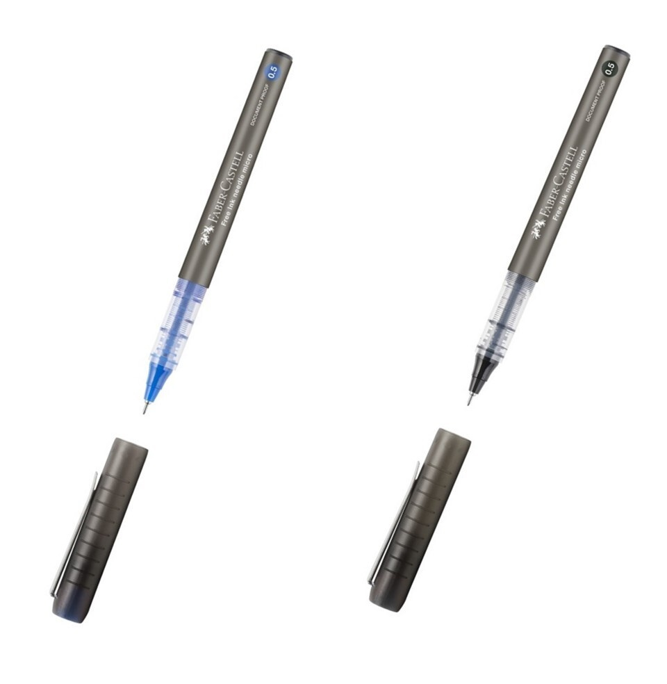 Ручка-роллер Faber-Castell Free Ink Needle, синяя, черная, узел 0,5 мм ...