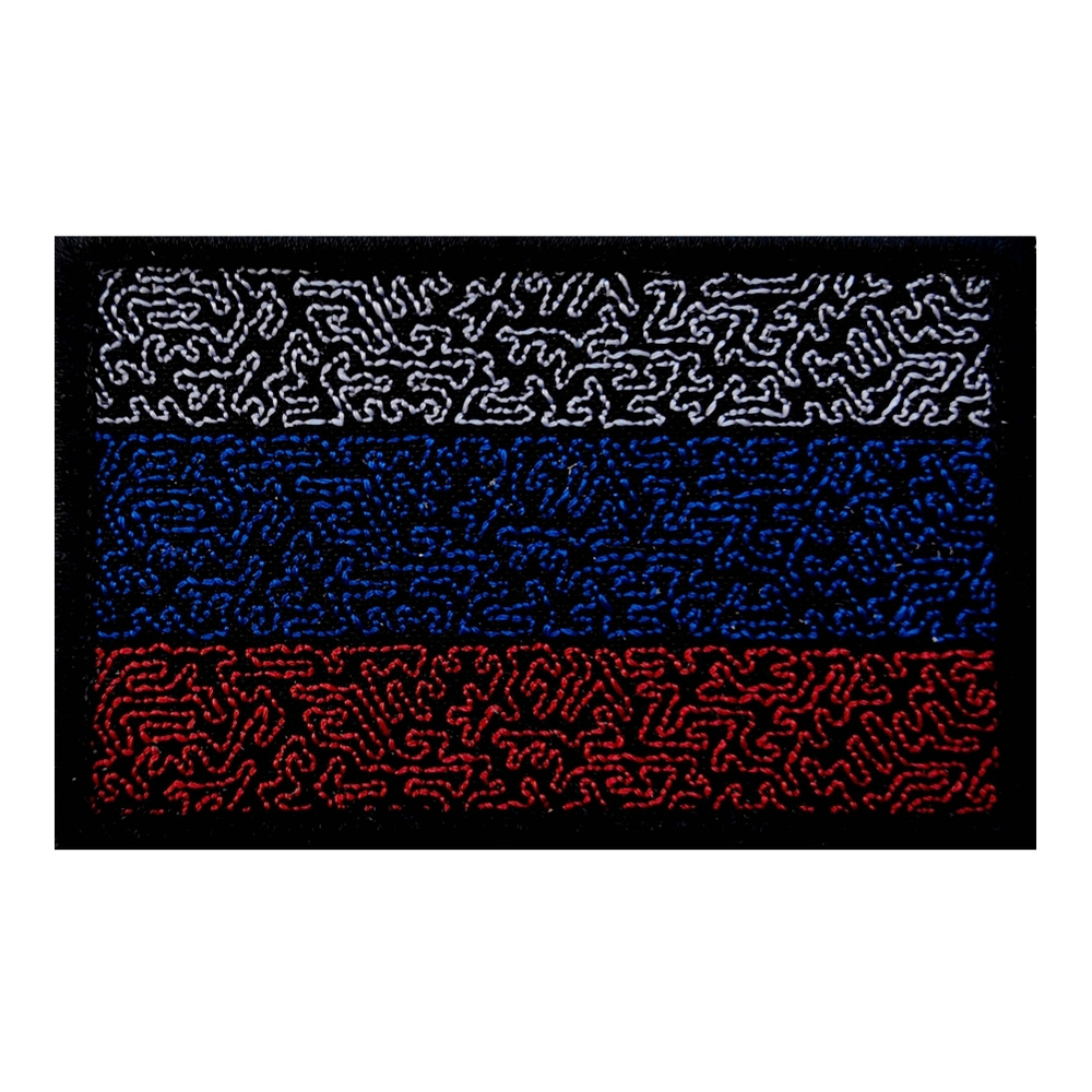 Нашивка (шеврон, патч) на липучке, Стежкофф, "Флаг России", ночной камуфляж, 8х5 см, 1 штука  #1