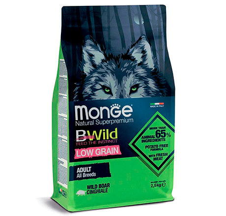 Monge Dog BWild Low Grain Adult All Breeds Wild Boar / Сухой Низкозерновой корм Монж Бивайлд для взрослых #1