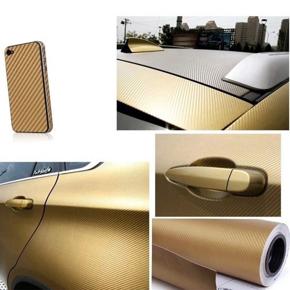 SunGrass / Виниловая пленка для авто карбон 3D золото 152х100 см / Самоклеящаяся пленка для мебели  #1