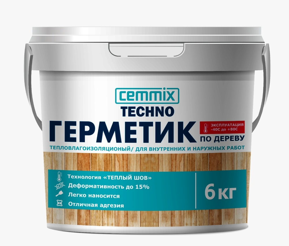 Герметик акриловый Cemmix для дерева Теплый шов Сосна, 6 кг  #1