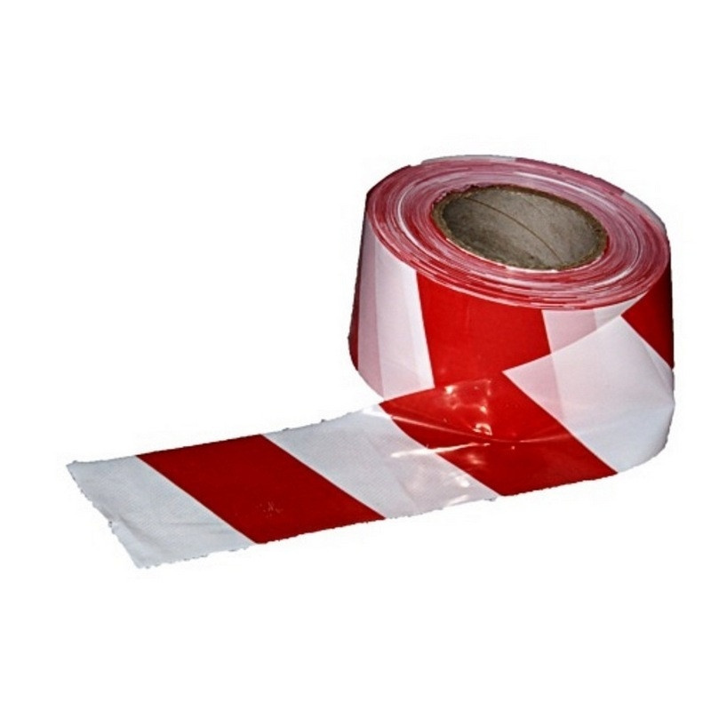 Клейкая лента КНР оградительная, красно-белая, 75 мм, 100 м  #1