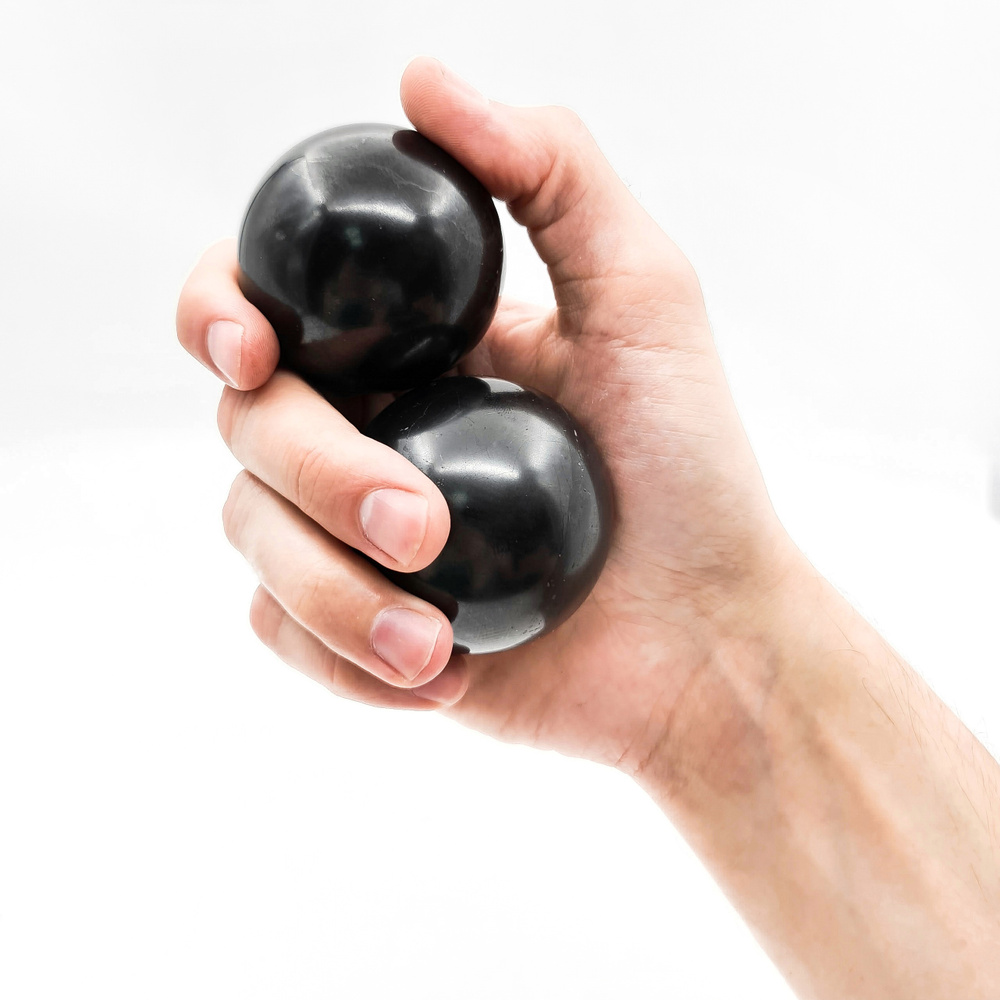 Шары здоровья для кистей рук из натурального камня Шунгит 5 см ...