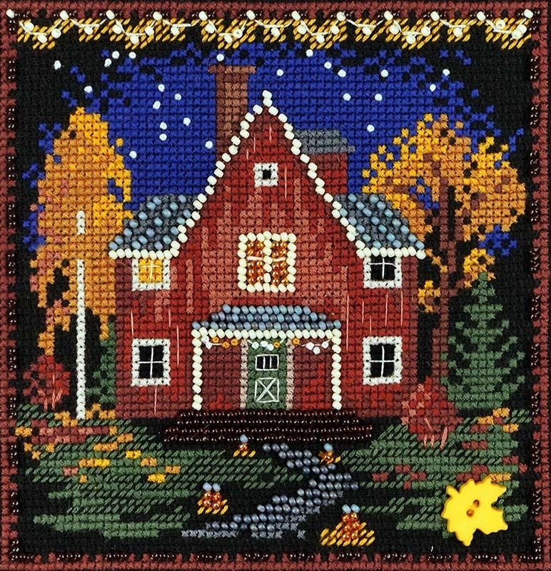 Набор для вышивания крестом Марья Искусница 13.003.17 Осенний домик 13х13 см  #1