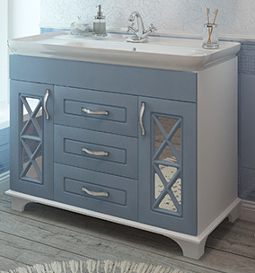 Тумба "Duglas 105" патина голубая (с умывальником Дуглас 105 с сифоном ...