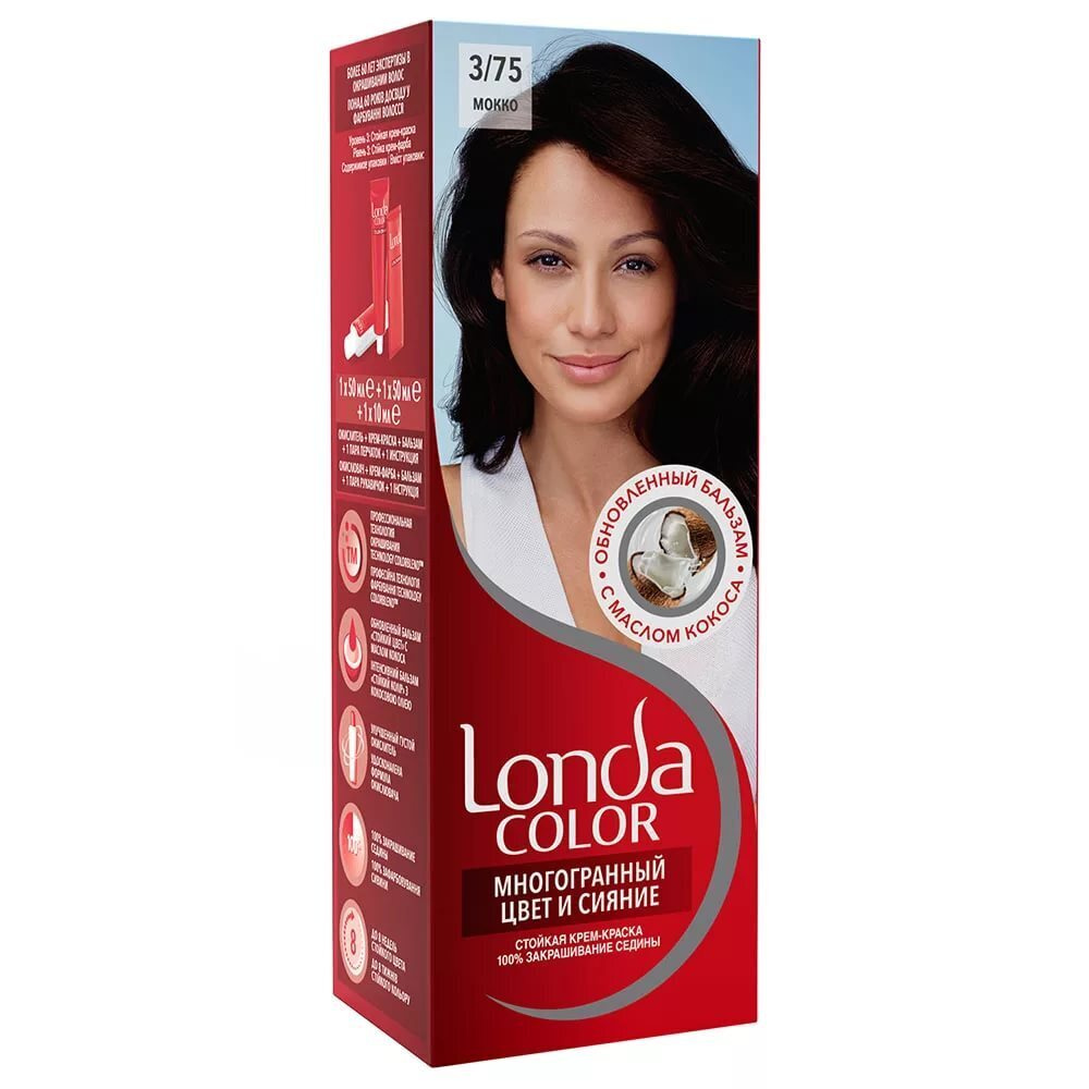 Londa Color 3/75 Мокко стойкая крем- краска 100% закрашивание седины -  купить с доставкой по выгодным ценам в интернет-магазине OZON (662239050)