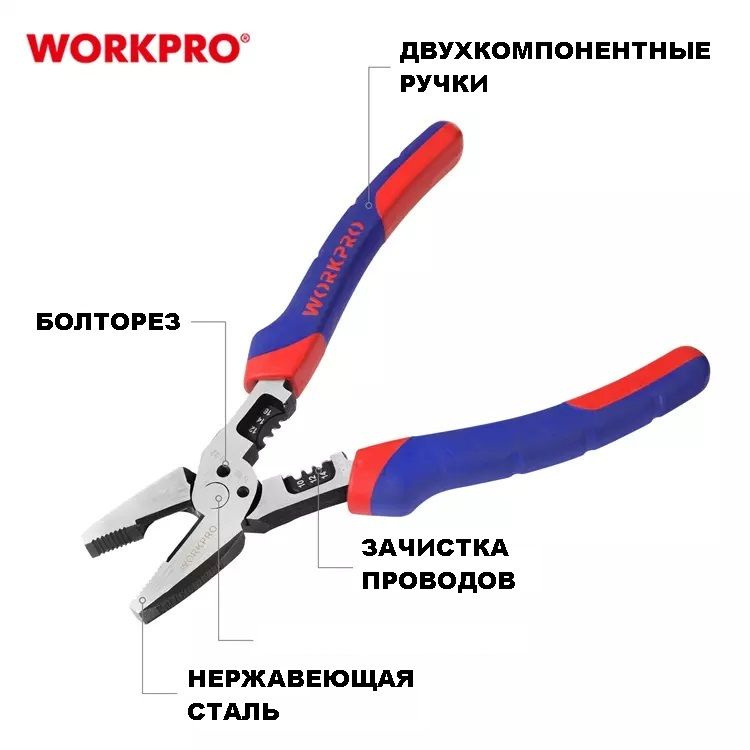 Многофункциональные комбинированные плоскогубцы WORKPRO 200 мм WP231085  #1