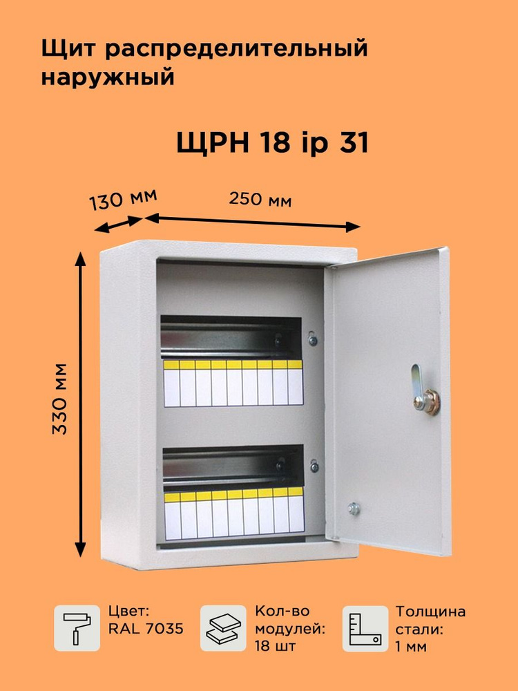  распределительный навесной ЩРН-18 IP31 (330х250х130) металлический .