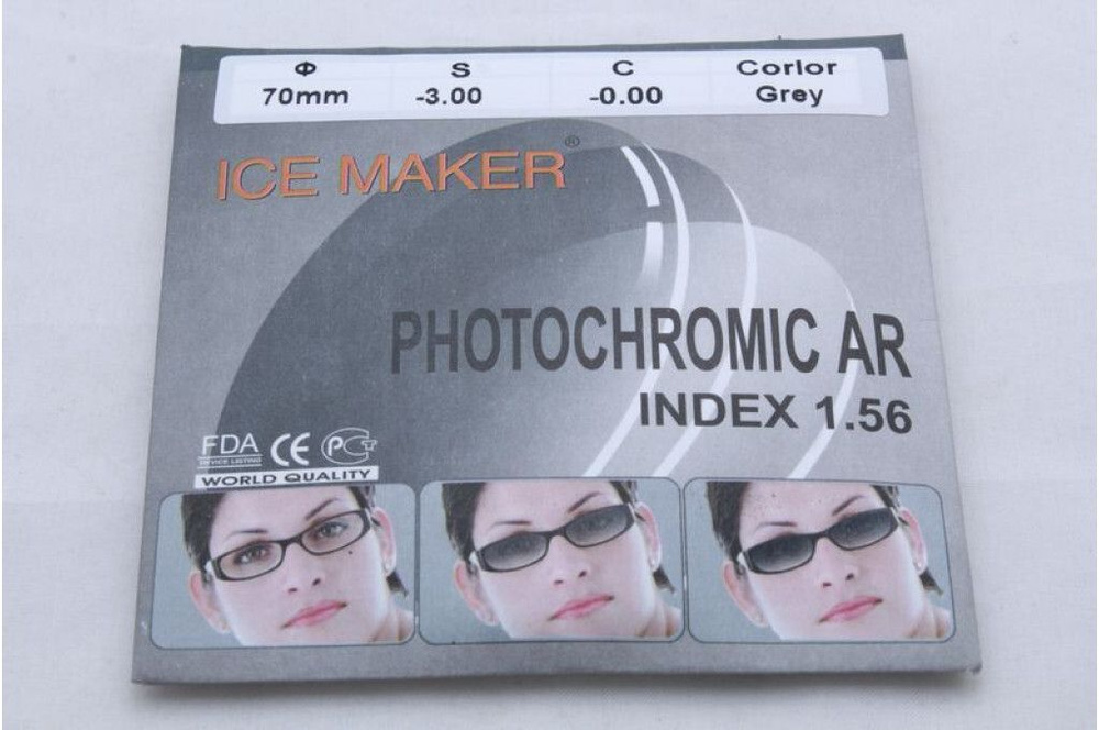 Линза для очков фотохромная ICE MAKER 1.56 HMC Gray Sph +01.50 диаметр 70  #1