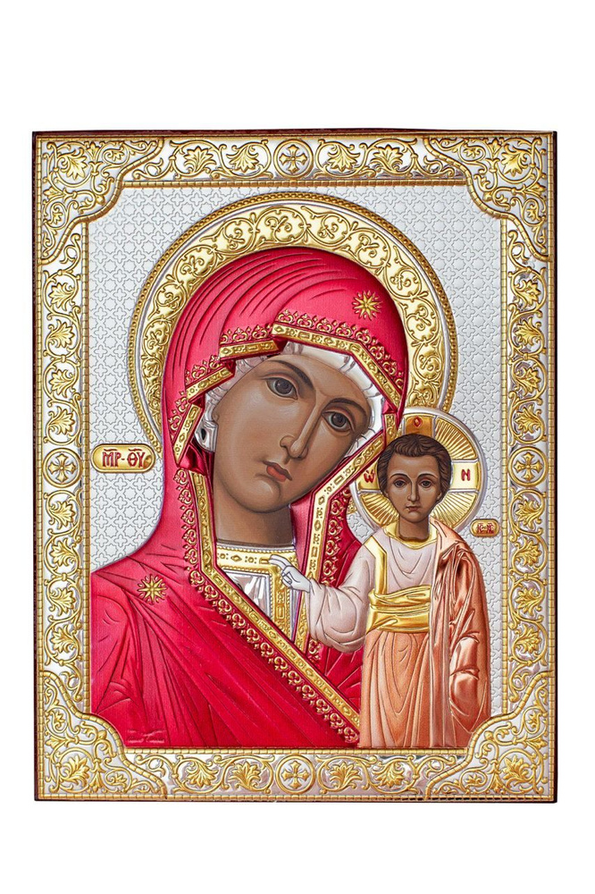 Икона серебряная, греческая Silver Canvas Казанская Божья Мать ...