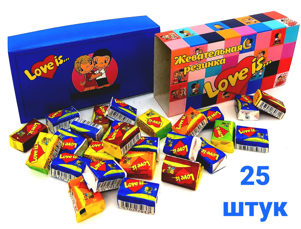 Жевательная резинка Love is , Мозаика, ассорти, 25 шт, жвачка, из 90-х ...
