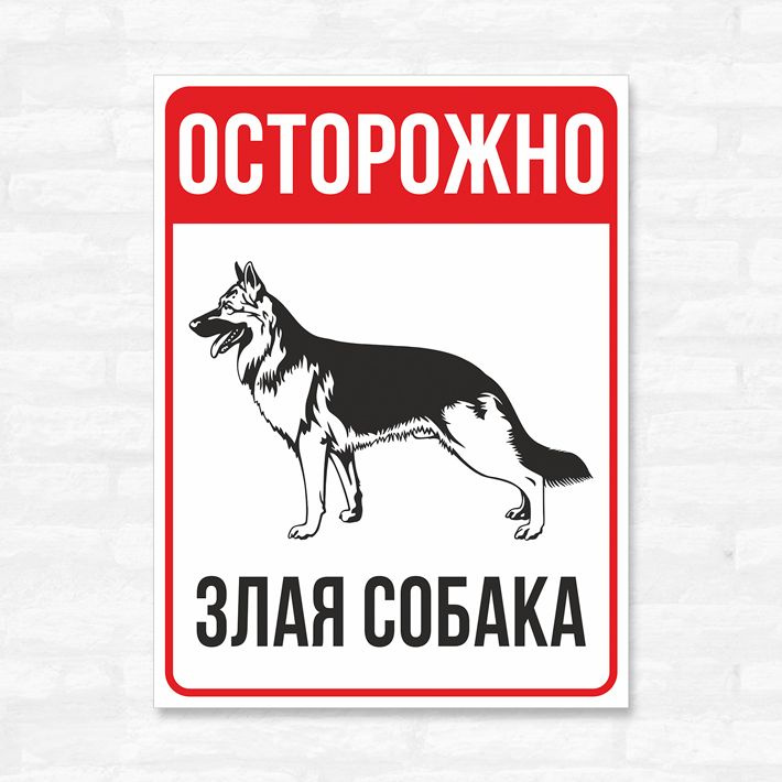 Табличка "Осторожно, злая собака", 25х33 см, ПВХ #1