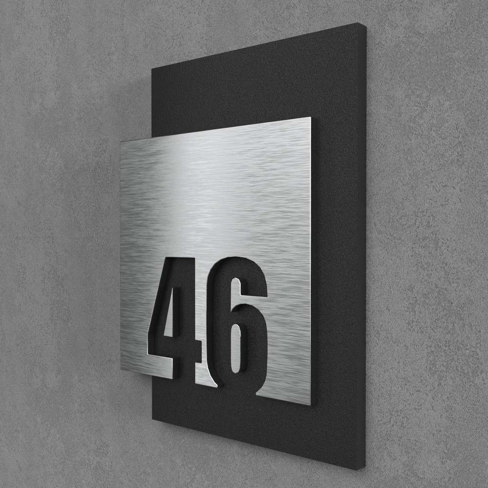 Цифры на дверь квартиры, табличка самоклеящаяся номер 46, 15х12см, царапанное серебро  #1