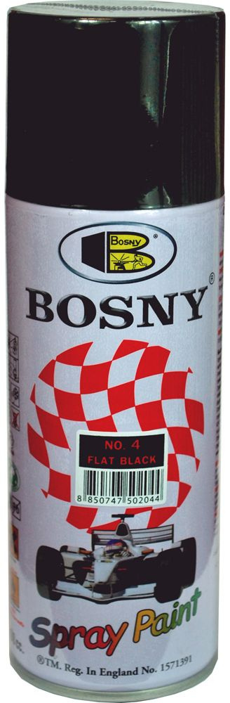 Bosny Аэрозольная краска Быстросохнущая, Матовое покрытие, 0.52 л, 0.3 кг, черный  #1