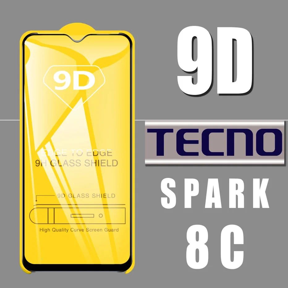 Защитное стекло для Tecno SPARK 8C / 9D на весь экран - купить с доставкой  по выгодным ценам в интернет-магазине OZON (785134994)