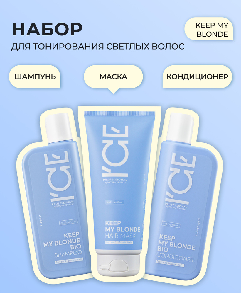 ICE BY NATURA SIBERICA Набор тонирующий KEEP MY BLONDE для светлых волос (Шампунь 250мл + Кондиционер #1