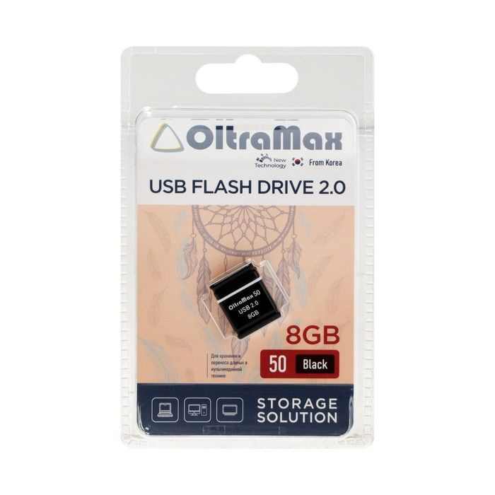 Флешка OltraMax 50, 8 Гб, USB2.0, чт до 15 Мб/с, зап до 8 Мб/с, чёрная #1