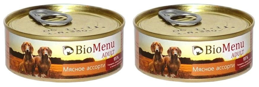 BioMenu Консервированный корм для собак, Adult, Мясное ассорти, 100 г ...