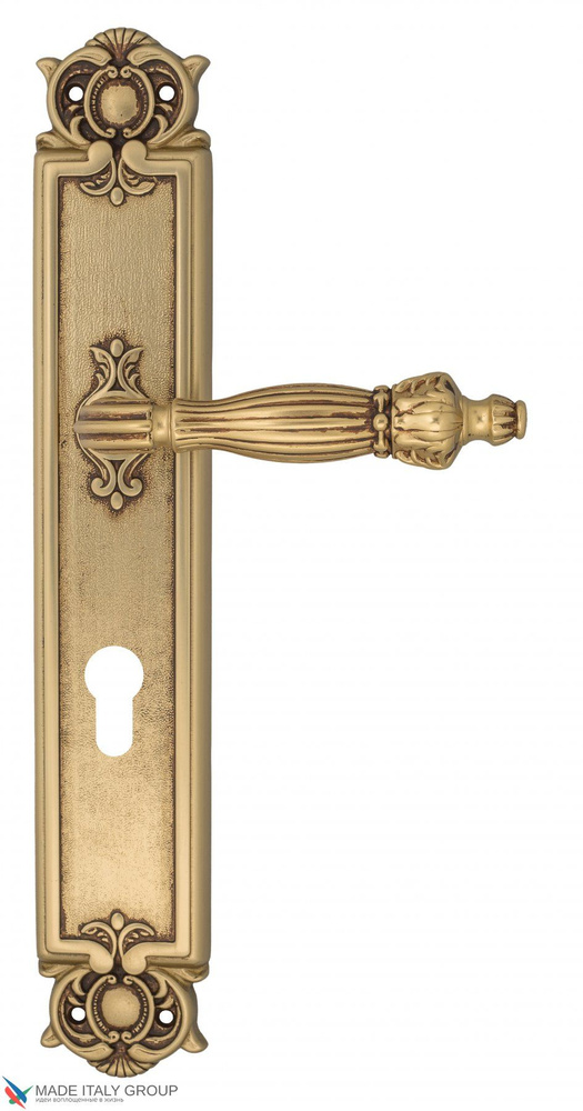 Дверная ручка на планке Venezia OLIMPO CYL PL97 французcкое золото + коричневый  #1
