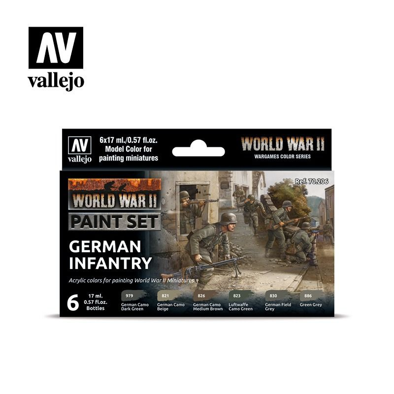 Набор красок Vallejo Model Color Set - WWII German Infantry 70206 (6 красок по 17 мл)  #1