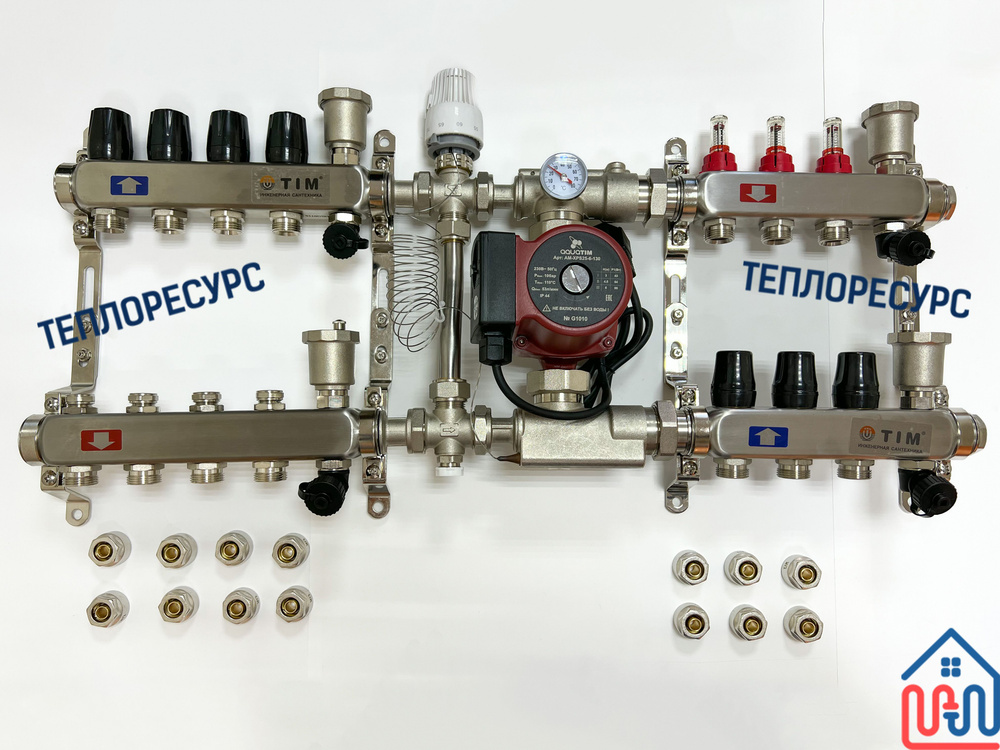Комплект для подключения тёплого водяного пола на 3 выхода (до 50 кв.м) и радиаторов отопления 4-8 шт #1