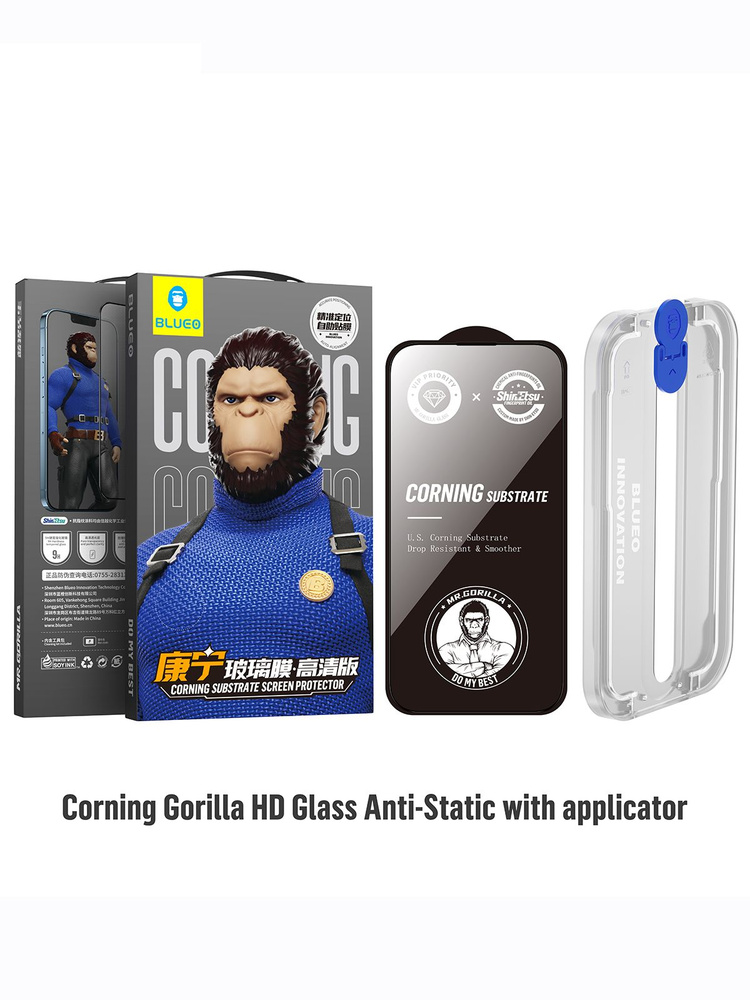 Защитное стекло BlueO Corning Gorilla USA Anti-Static на Apple iPhone 14 Pro / для Айфон 14 Про /повышенная #1