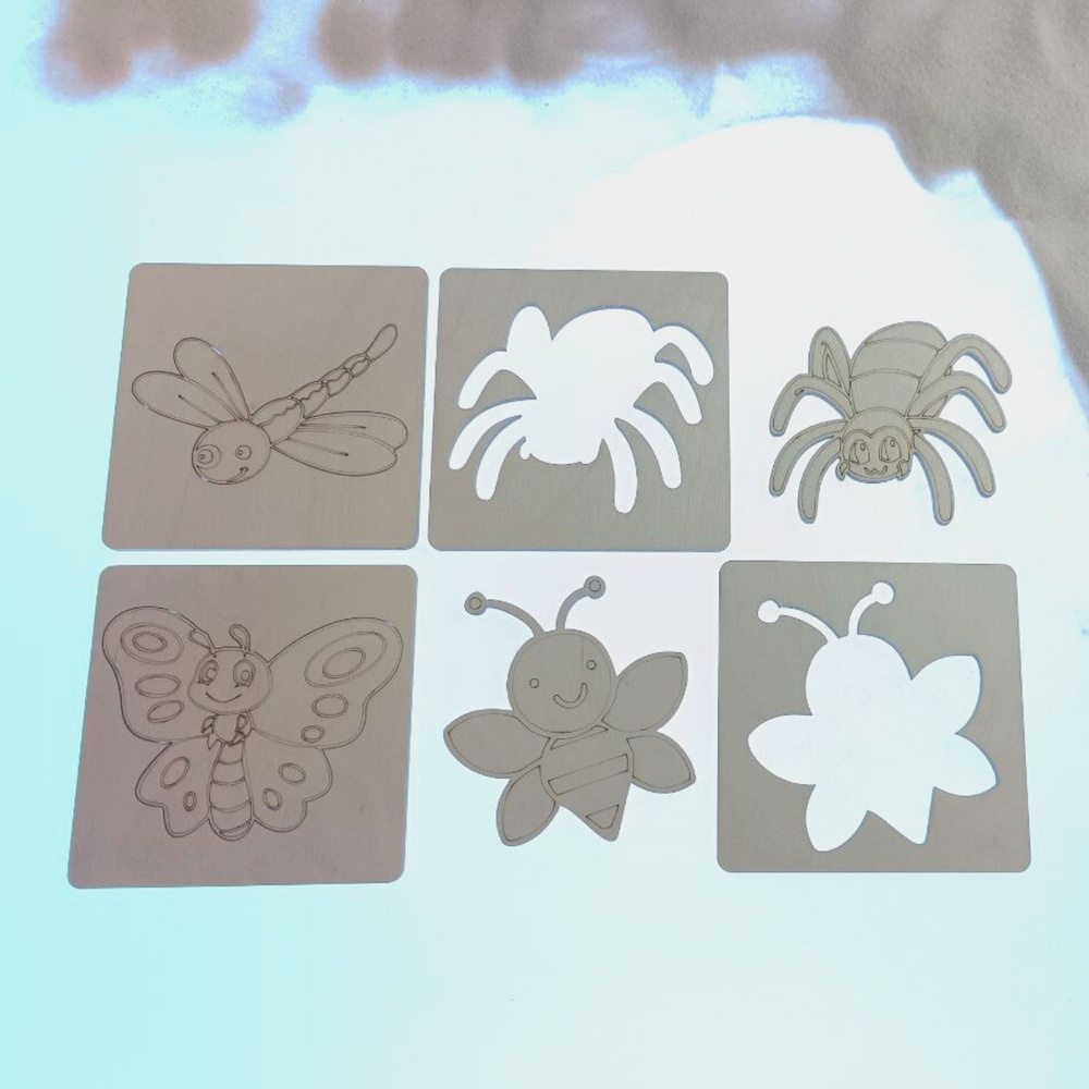 Набор трафаретов "Насекомые" для рисования песком, игры и творчества, 4 ...