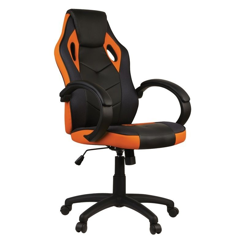 Кресло игровое Helmi HL-S07 "Boost", экокожа, ткань черная, оранжевая 319987  #1