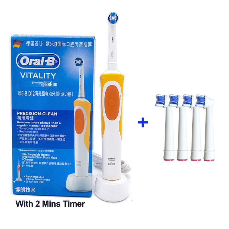 Oral-B Электрическая зубная щетка 1 Зубная щетка 4 подарочная щетка головы, белый, оранжевый  #1