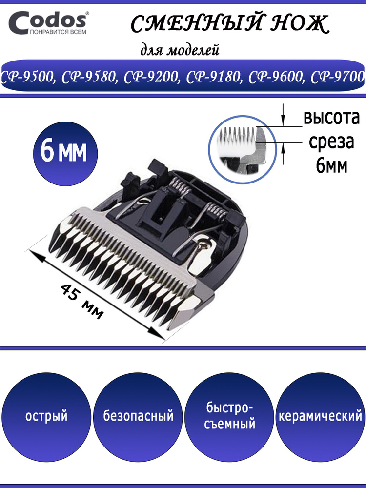 Нож нерегулируемый 6мм Codos для моделей CP-9200, 9180, 9500, 9580, 9600, 9700  #1