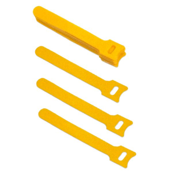 Стяжки-липучки многоразовые /50шт/ для проводов и кабелей мягкие нейлон желтый  #1