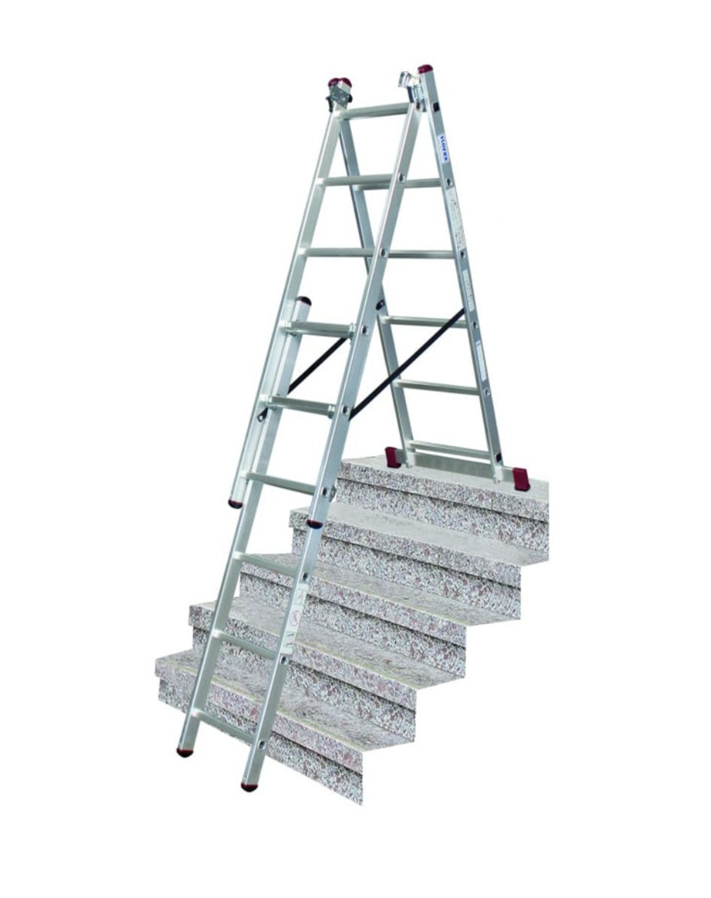Алюминиевая трехсекционная лестница Krause Corda с функцией лестничных пролетов, 18 (3х6) ступеней, высота #1