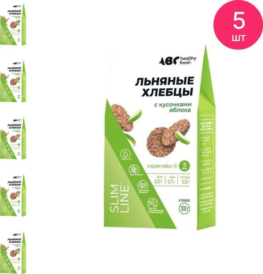 Хлебцы АВС Healthy Food / АВС Хэлси Фуд льняные с кусочками яблока 100г ...