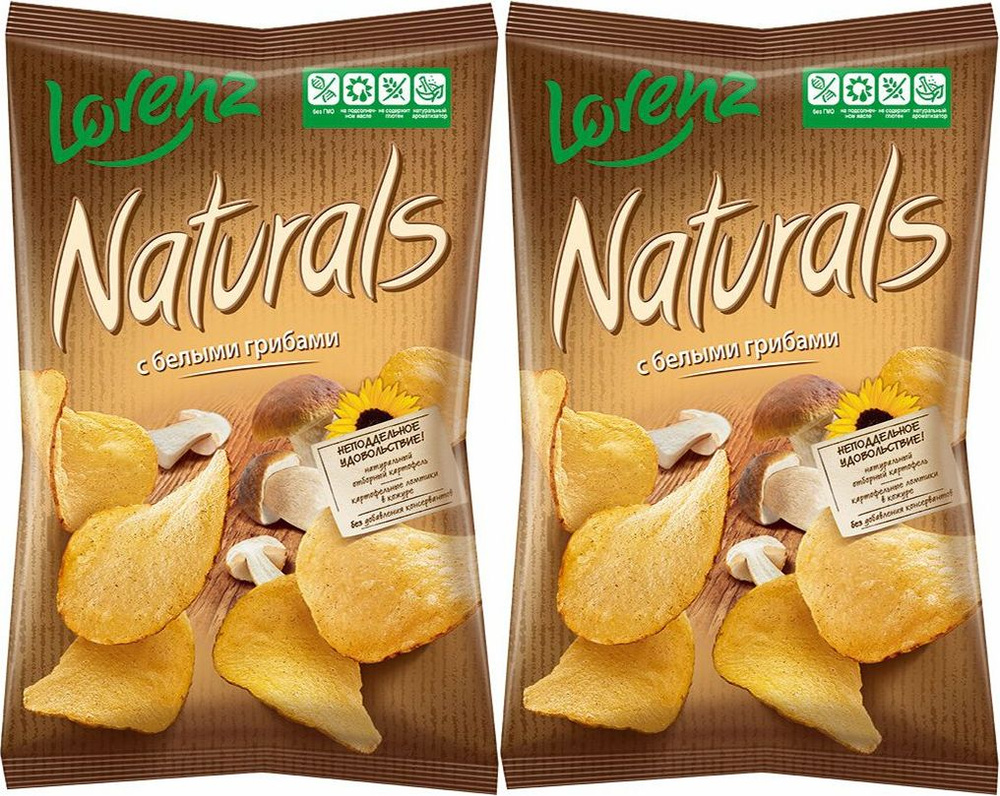 Чипсы картофельные Lorenz Naturals с белыми грибами, комплект: 2 упаковки по 100 г  #1