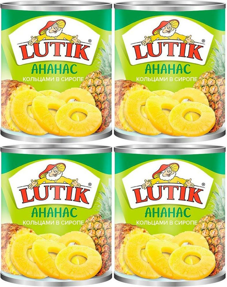 Ананас Lutik в сиропе ломтиками, комплект: 4 упаковки по 850 г  #1