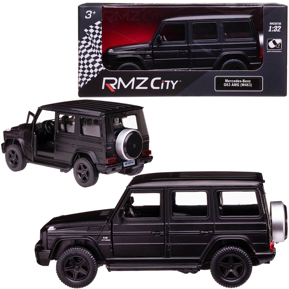 Машинка металлическая Uni-Fortune RMZ City 1:32 Mercedes Benz G63 AMG, чёрный матовый цвет  #1