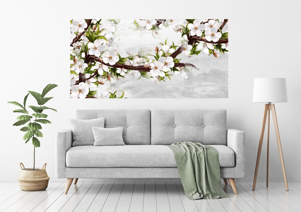 Фотообои Dekor Vinil "Цветы яблони, акварель" 100х200 см. - купить по выгодной цене в интернет-магазине OZON (587474529)