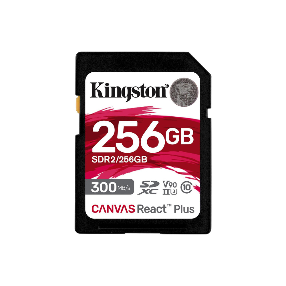 Карта памяти SD, Kingston Canvas React Plus, 256GB, SDR2/256GB, UHS-II,  R300/W260 + USB Adapter