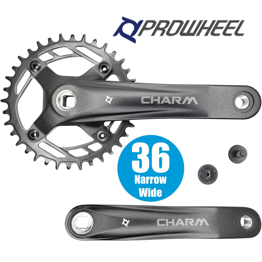 Система шатунов 36T Narrow Wide, 175 мм под квадрат JIS, BCD 104, Prowheel  MTB Race Charm FD04S, OEM