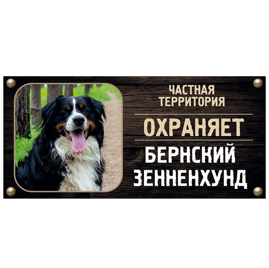 Табличка, Злая собака, Территорию охраняет Бернский зенненхунд, на ...