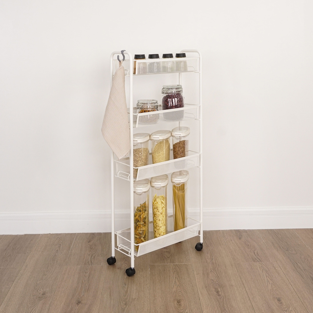 Этажерка ЗМИ Ладья 14К для кухни на колесиках металлическая узкая ...