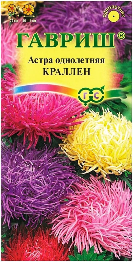 Астра коготковая Краллен (смесь), 1 пакет, семена 0,3 гр, Гавриш, однолетняя  #1