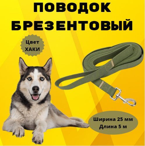Поводок брезентовый Моськи-Авоськи 25 мм х 5 м, цвет хаки #1