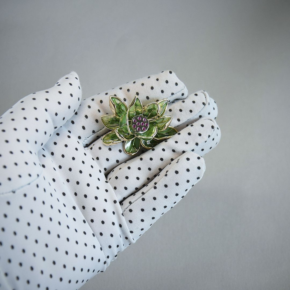 Винтажная брошь VTG в золотом тоне "Зелёный цветок", ювелирная ...