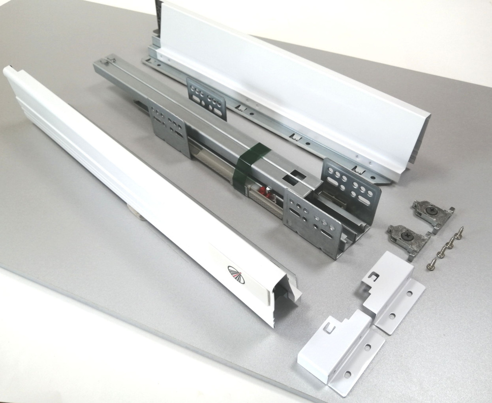 Комплект боковин и направляющих с доводчиком для выдвижного кухонного ящика GRATIS 84*450 мм, белый  #1