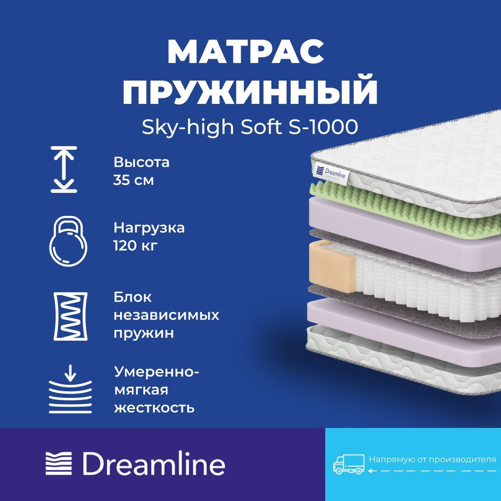 Матрас ортопедический 90x200 Dreamline Sky-high Soft S-1000, независимые пружины #1