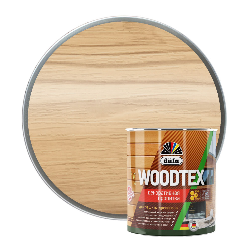 Пропитка декоративная для защиты древесины алкидная Dufa WOODTEX дуб 0,9 л  #1