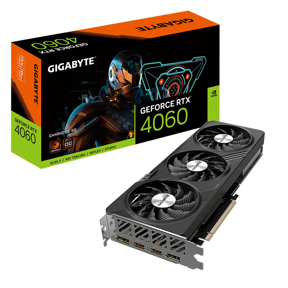 Gigabyte Видеокарта GeForce RTX 4060 GAMING OC 8 ГБ (GV-N4060GAMING OC-8GD)