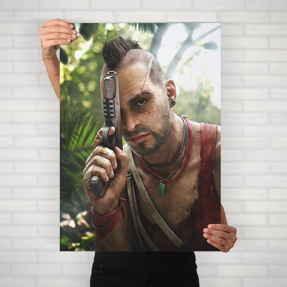 Плакат на стену для интерьера Far Cry 3 (Ваас Монтенегро) / Постер по игре формата А1 (60х84 см)  #1